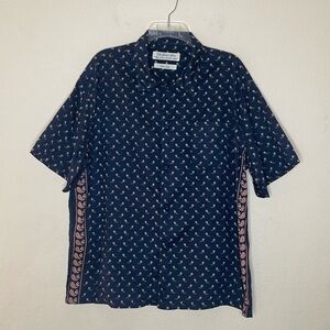 The Golden State Japanese Brand Remi Relief Paisley Short Sleeve Navy Shirt L